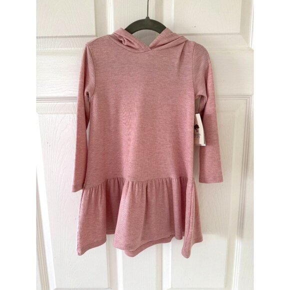 Tucker + Tate Kids Rib Hoodie Dress Pink English Heather Girls 2T Nordstrom - Picture 1 of 12